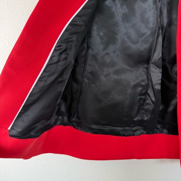 Sandro Red Notched Collar Open Structured Waist Length Boxy Blazer Women Size 8 - Picture 7 of 13